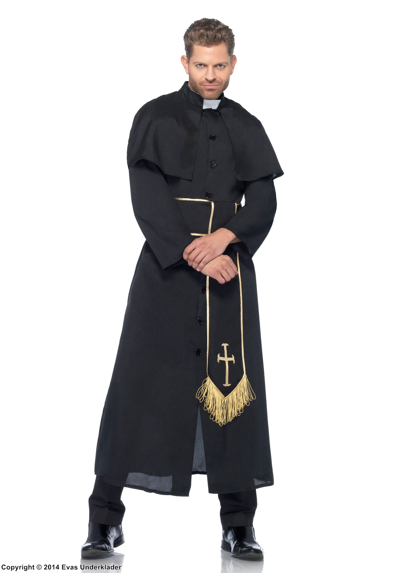 Präst, maskerad-rock med bälte och cape